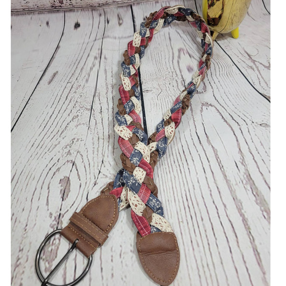 Unbranded Accessories - Braided crochet Belt Wide 1.5" Multicolor Adjustable Buckle Casual Womens Sz 7
